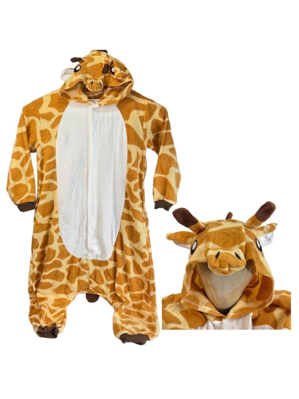 Halloween Costume Giraffe One Piece Adult Size Large Front Button Up Easy Nwot